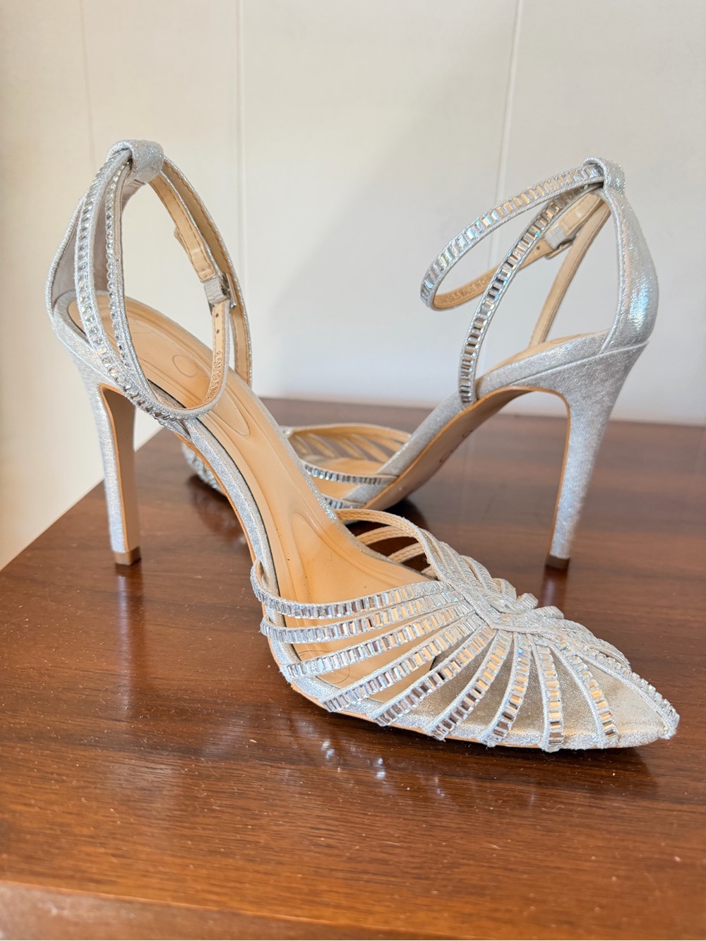 Jessica Simpson Silver Sparkle Strappy High Heels